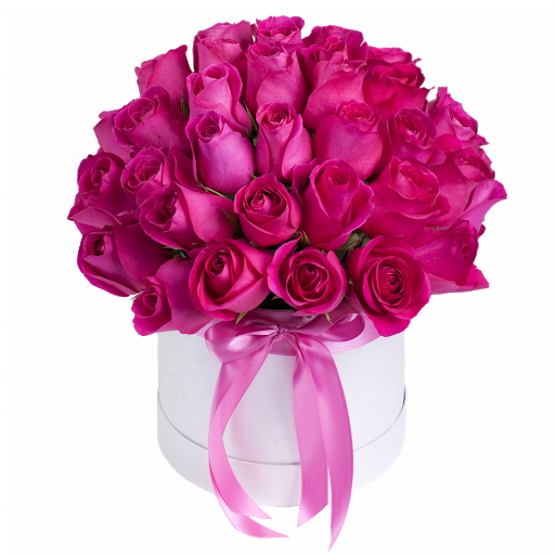 Arreglo en Caja de rosas 36 rosas fucsias