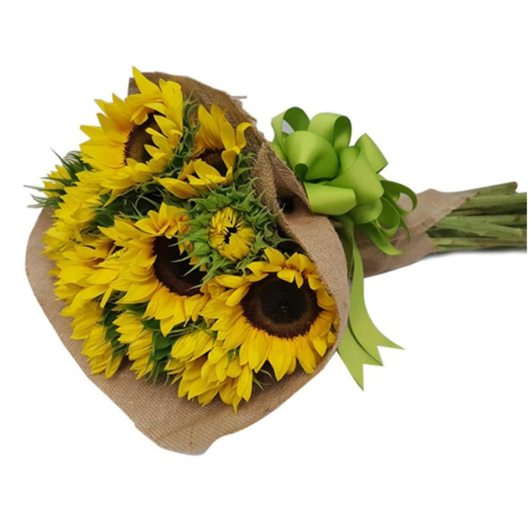 Ramo de girasoles en yute