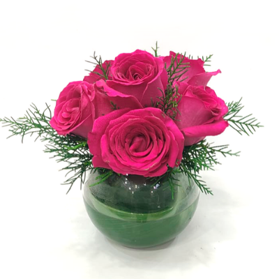Bowl de cristal en 6 rosas 