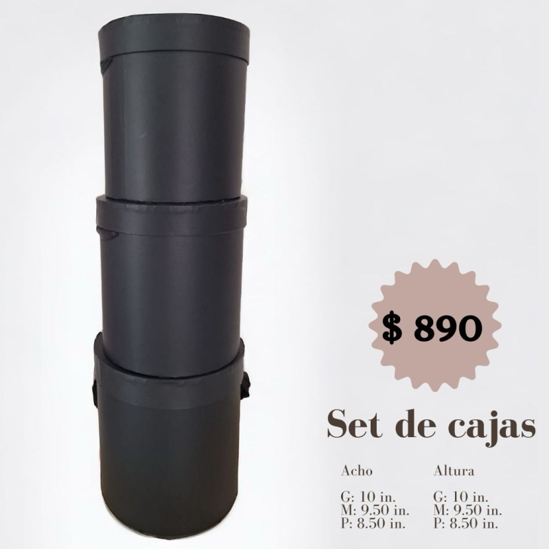 Set de cajas cilíndricas negras 