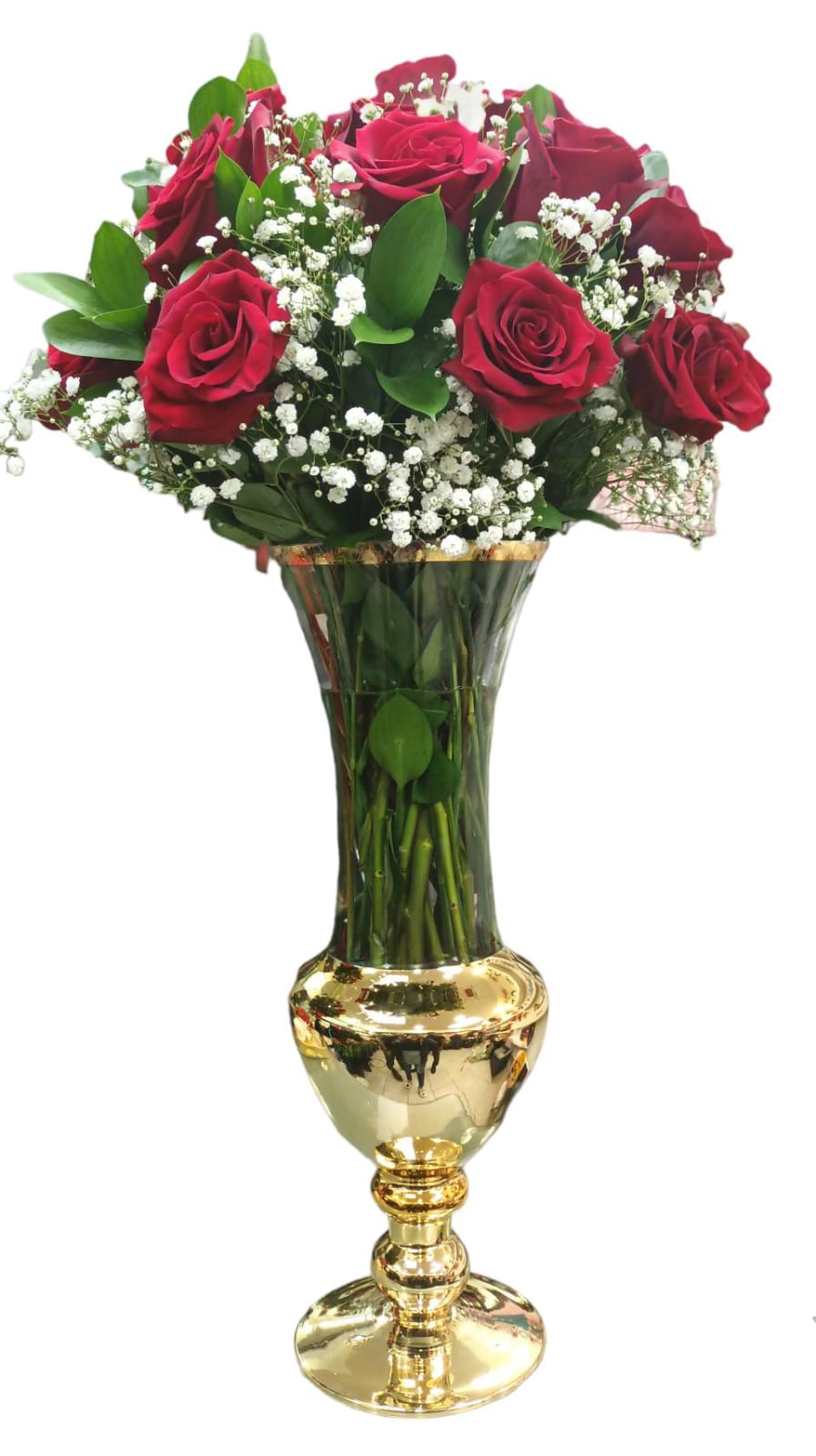 Arreglo Floral Base Dorada  18 Rosas 
